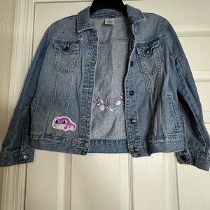 Disney Blue Jean Jacket with Purple Embroidery Frozen 2